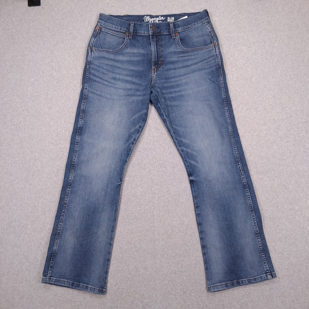 NEW Wrangler Retro Slim Boot Jeans Mens 32x30 (32x29) Stretch Western Bootcut
